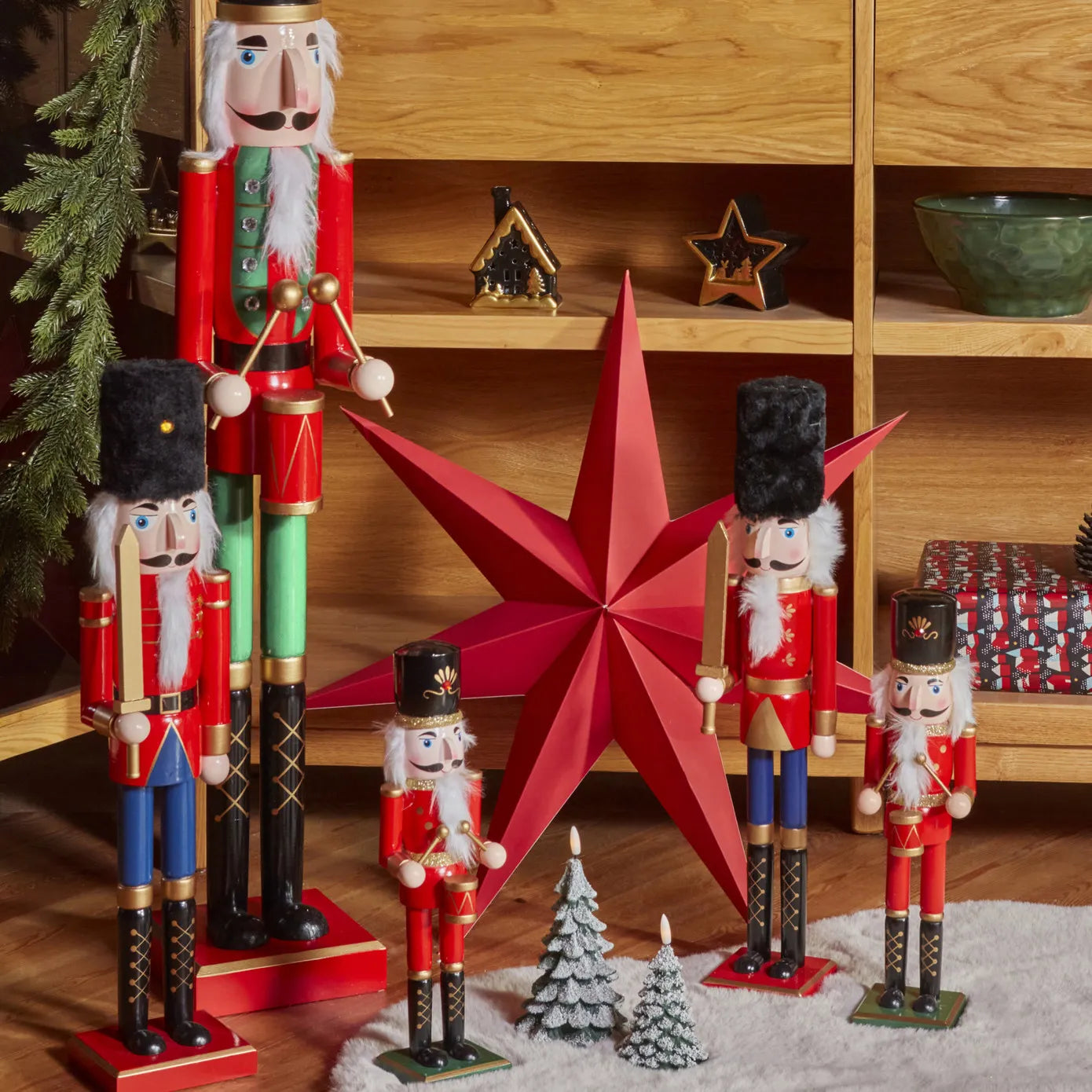Lot De 3 Figurines Casse-Noisette En Bois Doré - Décoration De Noël Pour Sapin, Cheminée Ou Table - 2