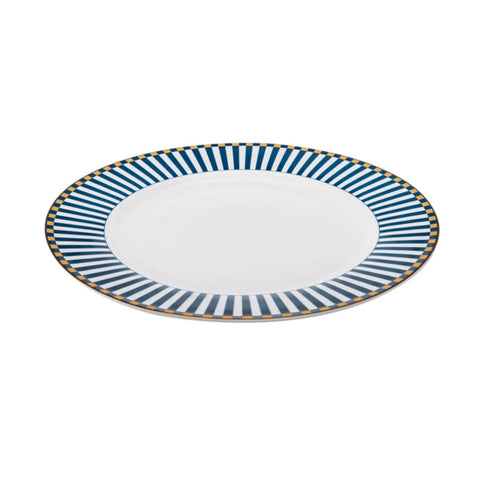 Service de table en porcelaine Karaca Damas pour 6 personnes, 24 pièces, bleu
