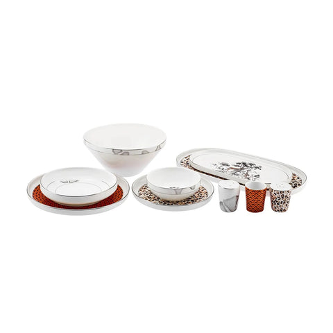 Service de table Karaca Streamline Safari pour 12 personnes, 59 pièces, New Generation Bone