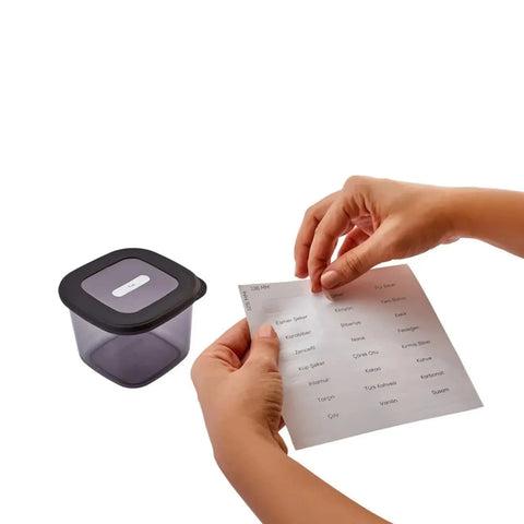 Set à épices Karaca Forbs avec cuillère 6 pièces, noir, les stickers sont en turc