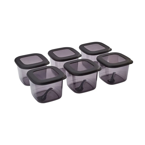 Set à épices Karaca Forbs avec cuillère 6 pièces, noir, les stickers sont en français