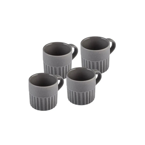 Coffret de tasses à café turc Espresso Karaca Sendai pour 4 personnes, 4 pièces, grès, gris, 120 ml