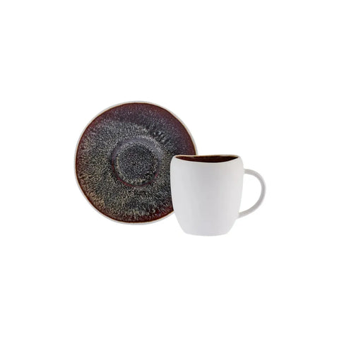 Coffret de tasses à café turc Espresso Karaca Galactic Reactive Glaze pour 4 personnes, 8 pièces, blanc, 100 ml