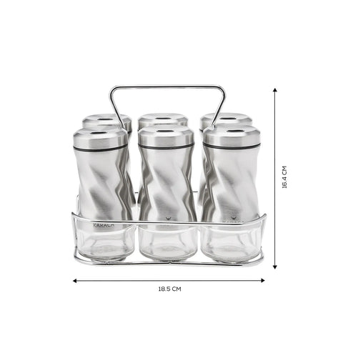 Service à épices Karaca Tottori Inox, 7 pièces, verre,  rectangulaire 