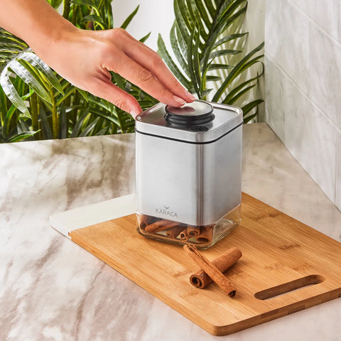 Boîte de rangement Karaca Avangart Inox, sous vide, verre, S