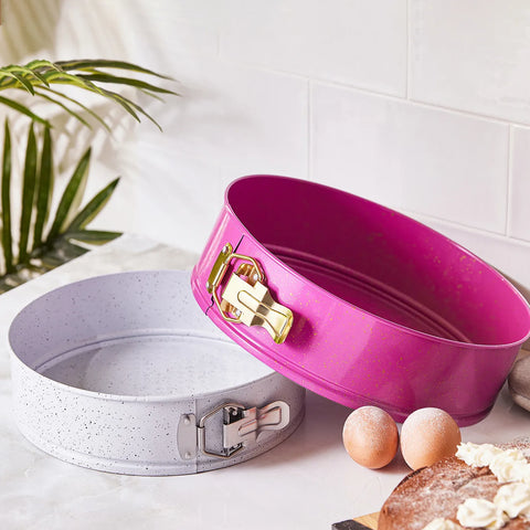 Ensemble de moules à gâteaux Karaca Super 2 pièces, gris fuchsia, 28-24 cm