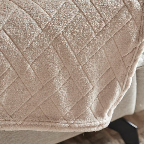 Couverture Karaca Elanor Flannel Emboss Wellsoft double, couleur ivoire