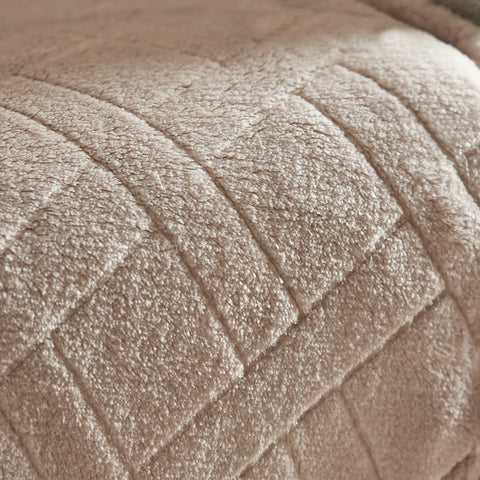 Couverture Karaca Elanor Flannel Emboss Wellsoft double, couleur ivoire