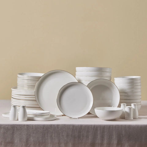 Service de table Karaca Streamline Favaro pour 12 personnes, 56 pièces, New Generation Bone, or