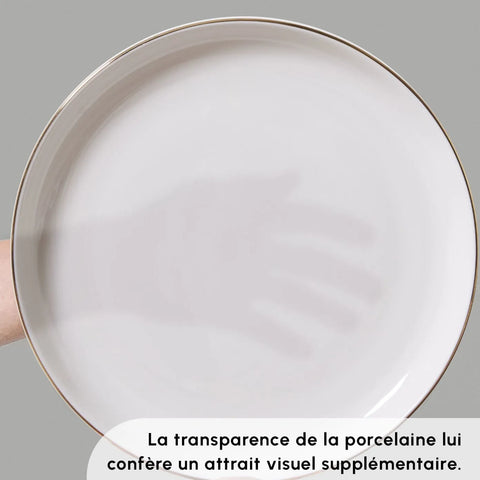 Service de table Karaca Streamline Favaro pour 12 personnes, 56 pièces, New Generation Bone, or