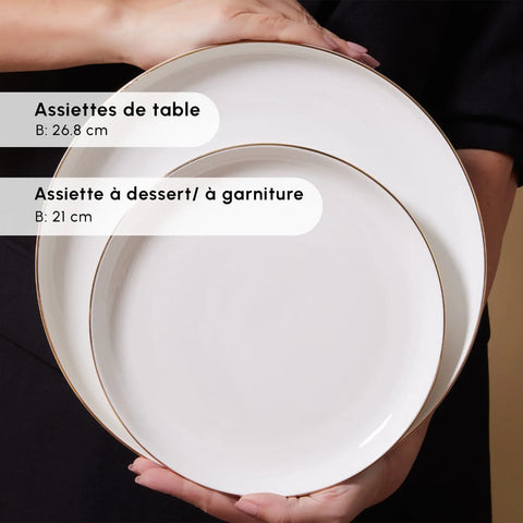 Service de table Karaca Streamline Favaro pour 12 personnes, 56 pièces, New Generation Bone, or