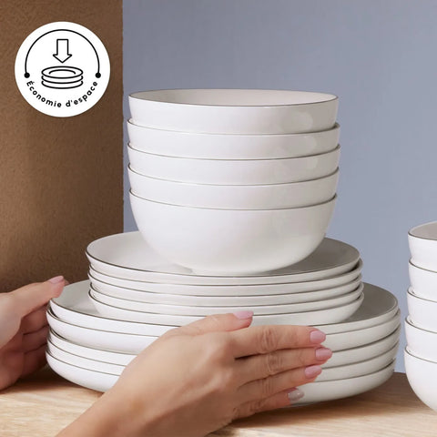 Service de table Karaca Streamline Favaro pour 12 personnes, 56 pièces, New Generation Bone, or