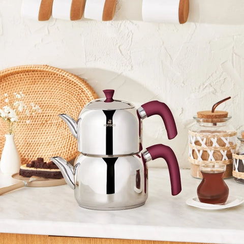 Théière Karaca Alder avec la base d’induction taille moyenne, pourpre