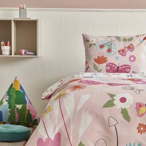 Parure de lit Karaca Home Young Butterfly pour lit single, 100% coton 