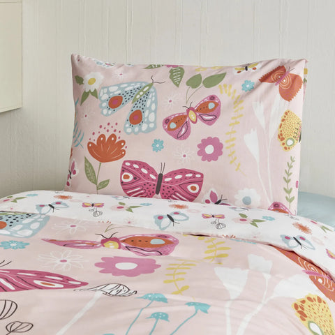Parure de lit Karaca Home Young Butterfly pour lit single, 100% coton 