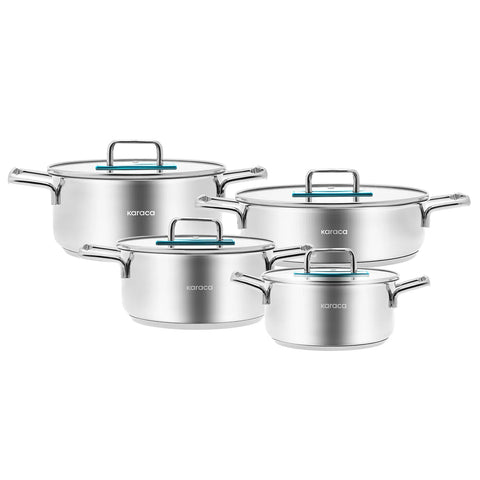 Batterie de cuisine Karaca Arya 8 pièces, acier, bleu