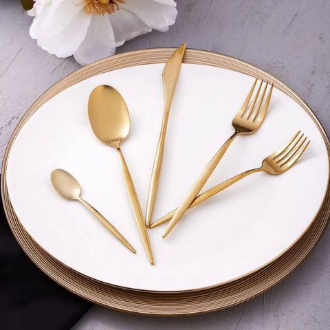 Ensemble de couverts Karaca Lizbon pour 6 personnes, 30 pièces, or