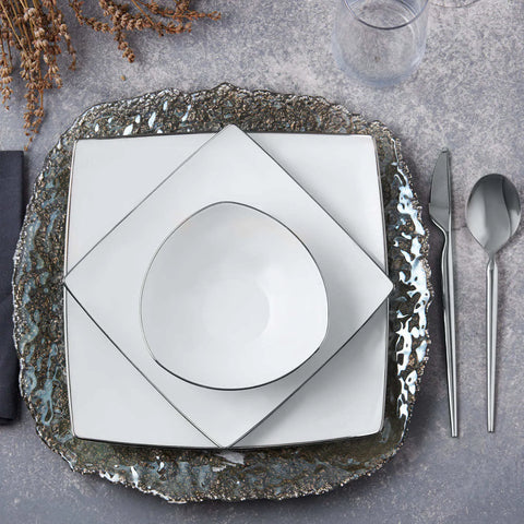 Service de table en porcelaine Karaca Jana pour 4 personnes, 12 pièces, argenté