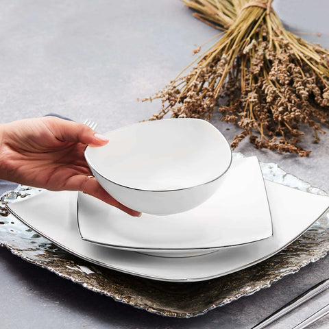 Service de table en porcelaine Karaca Jana pour 4 personnes, 12 pièces, argenté