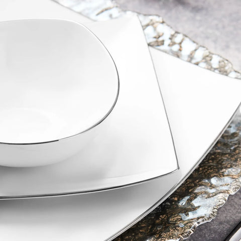 Service de table en porcelaine Karaca Jana pour 4 personnes, 12 pièces, argenté