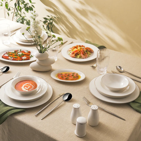 Service de table Karaca Lexi Platin pour 12 personnes, 56 pièces, New Generation Bone