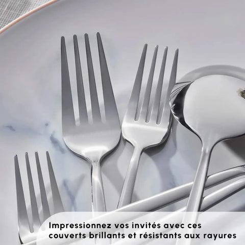 Ensemble de couverts Karaca Bella pour 6 personnes, 24 pièces, argent, acier inoxydable 