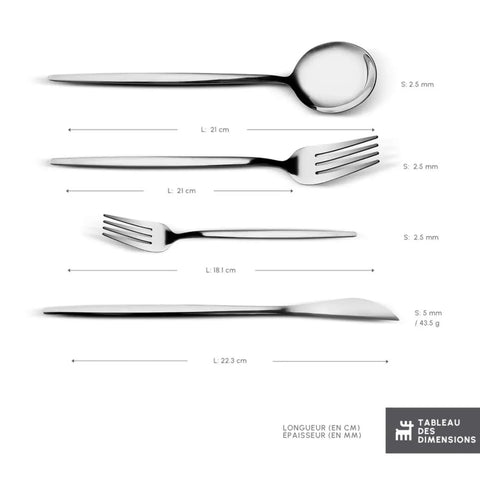 Ensemble de couverts Karaca Bella pour 6 personnes, 24 pièces, argent, acier inoxydable 