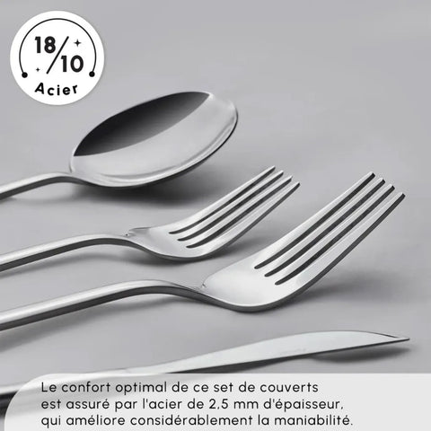 Ensemble de couverts Karaca Bella pour 6 personnes, 24 pièces, argent, acier inoxydable 