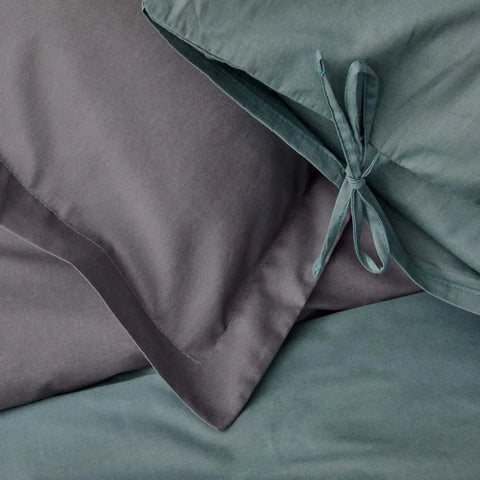 Parure de lit Karaca Home Basic double face, 100% coton, pétrole anthracite