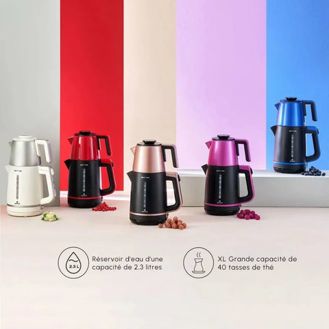Théière en acier et bouilloire Karaca Berry Tea XL 2 en 1, couleur pinkberry
