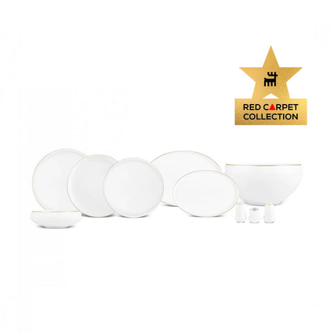 Karaca Red Carpet Collection Service de table Streamline New Sunset pour 12 personnes, 59 pieces, New Generation Bone, or
