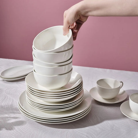 MALACASA, Série Elisa, 24 Pcs Service de Table Porcelaine Silver Lin, 6 MALACASA, Série Elisa, 24 Pcs Service de Table Porcelaine Silver Lin, 6
