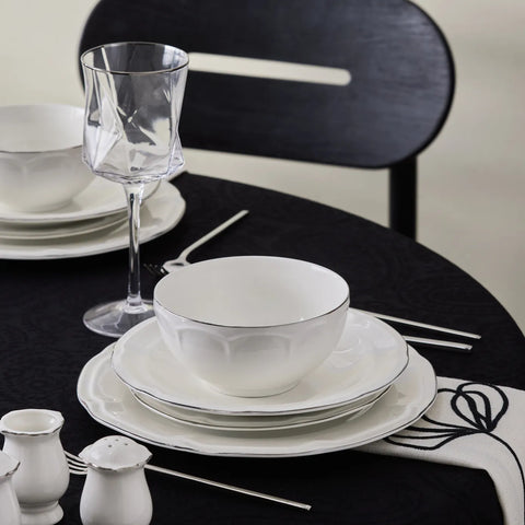 Service de table Karaca Tobias pour 12 personnes, 56 pièces, platine 