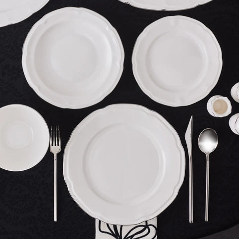 Service de table Karaca Tobias pour 12 personnes, 56 pièces, platine 
