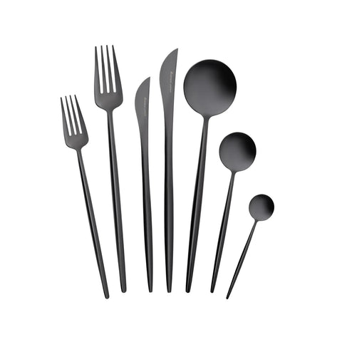 Ensemble de couverts Karaca Jupiter pour 12 personnes, 84 pièces, noir brillant, coffret premium 