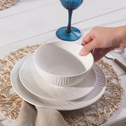 Service de table Karaca Ripple pour 4 personnes, 12 pièces, porcelaine