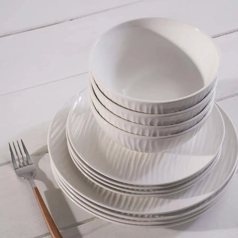 Service de table Karaca Ripple pour 4 personnes, 12 pièces, porcelaine