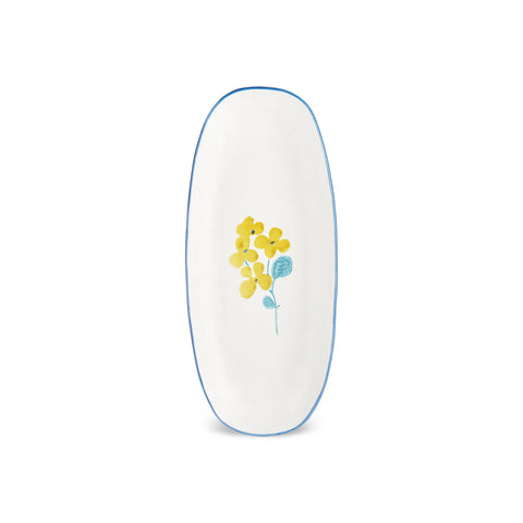 Assiette ovale Karaca Primavera fleuri, jaune