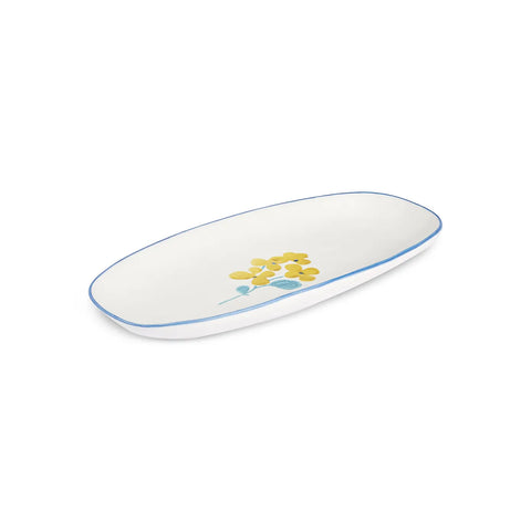 Assiette ovale Karaca Primavera fleuri, jaune