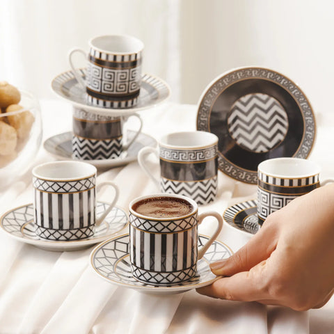 Coffret de tasses à café Karaca Helenistik pour 6 personnes, 80 ml