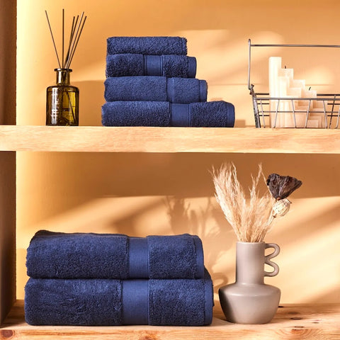 Set de serviettes Karaca Joey Navy Blue en Coton Égyptien