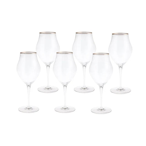 Ensemble De 6 Verres à Pied Bormioli Rocco Inalto Arte Cal En Platine