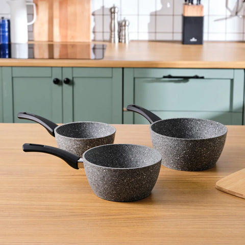 Biogranit Induction Milk Pot Set Karaca Gris, 3 pièces