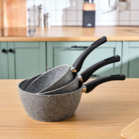 Biogranit Induction Milk Pot Set Karaca Gris, 3 pièces