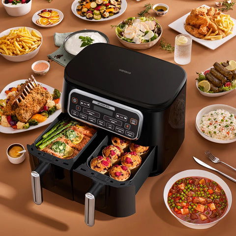 Airfryer Karaca Air Cook Duo Cuisine Maison XXXL, pour 8 personnes, 8 litres, noir chrome
