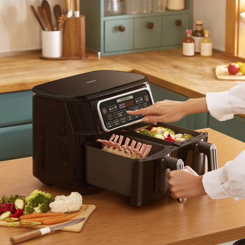 Airfryer Karaca Air Cook Duo Cuisine Maison XXXL, pour 8 personnes, 8 litres, noir chrome