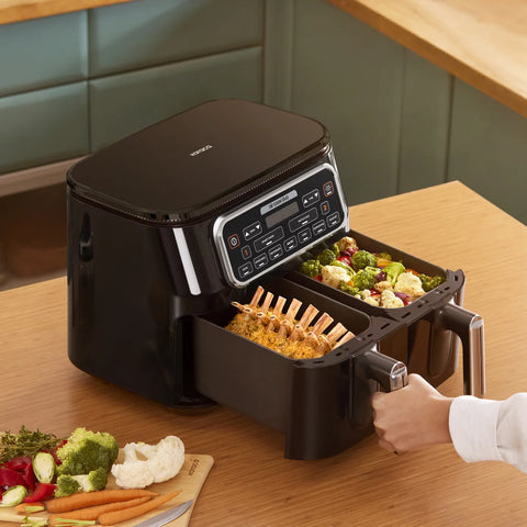 Airfryer Karaca Air Cook Duo Cuisine Maison XXXL, pour 8 personnes, 8 litres, noir chrome