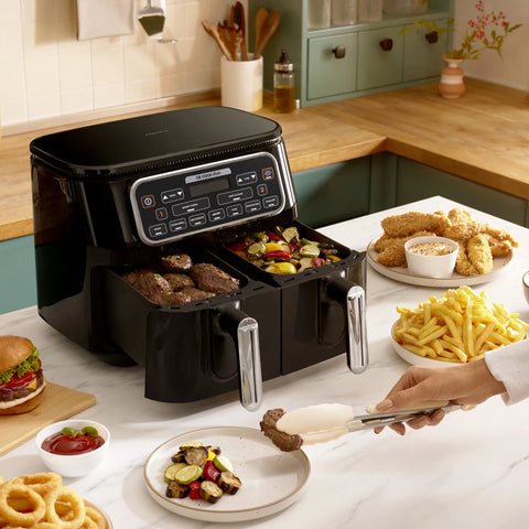 Airfryer Karaca Air Cook Duo Cuisine Maison XXXL, pour 8 personnes, 8 litres, noir chrome