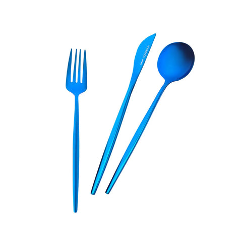 Ensemble de couverts Karaca Jupiter Shiny pour 6 personnes, 30 pièces, bleu or