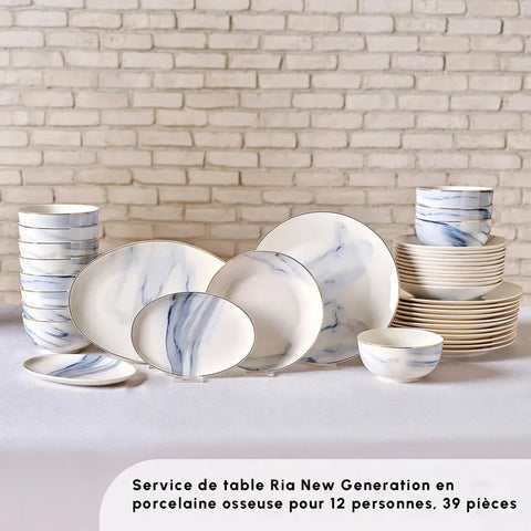 Service de table Karaca Ria New pour 12 personnes, 39 pièces, gris